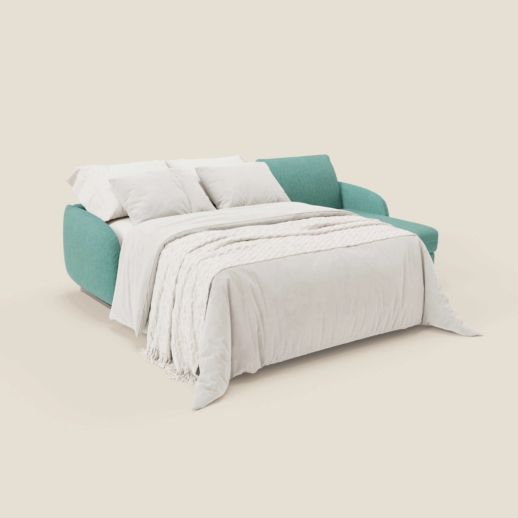 Ninfea Divano Letto Angolare con Penisola Contenitore e Materasso H18 cm - piedini in metallo e Tessuto impermeabile T03
