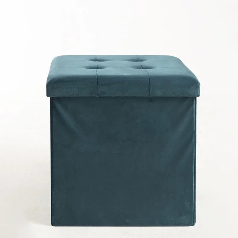 Pouf contenitore Button 38 cm Velluto - Verde