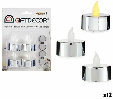 Set di Candele 4 x 4 x 3,7 cm Argentato (12 Unità)