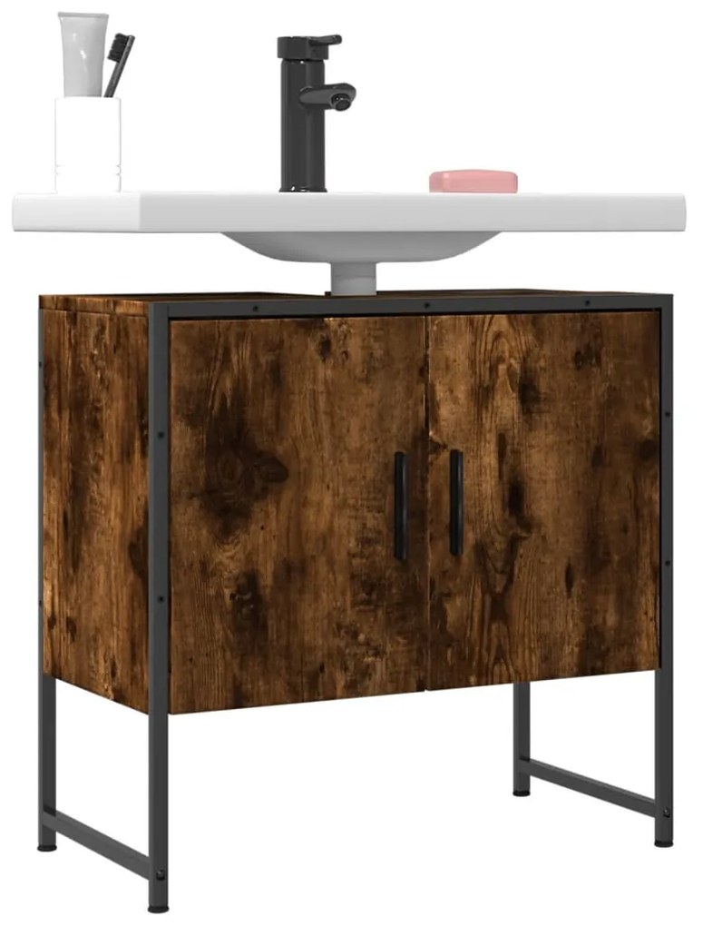Mobile Lavabo Bagno Rovere Fumo 60x33x60 Cm Legno Multistrato /