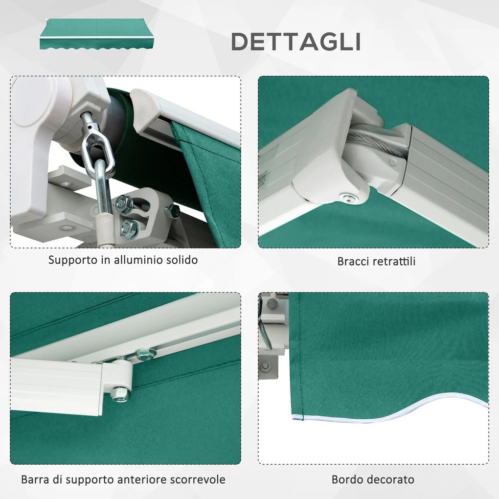 Tenda da Sole Avvolgibile a Parete 3x2.5m Verde Scuro...
