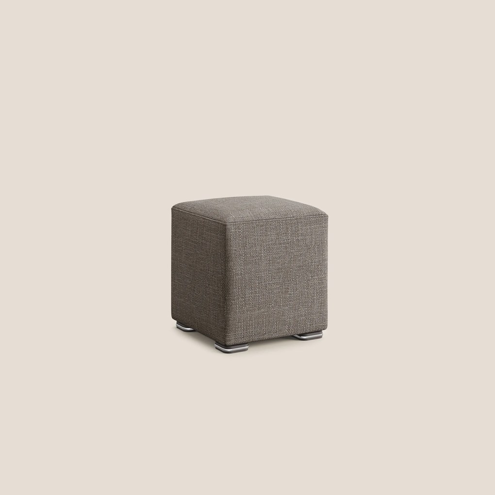 Cube pouf in morbido tessuto impermeabile ad intreccio melangiato T06 marrone