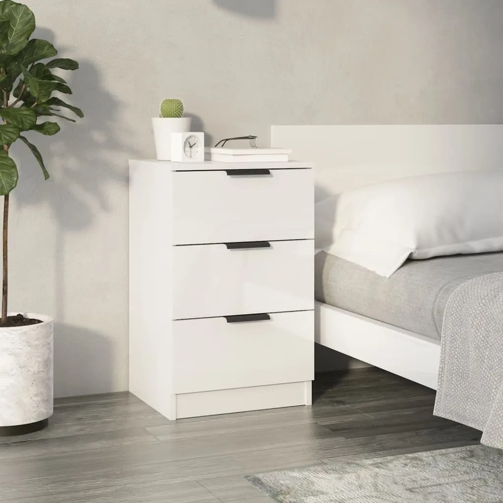 Comodino Bianco Lucido 40x36x65 Cm /