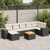 Set Divani da Giardino con Cuscini 8 pz Nero in Polyrattan 3325878