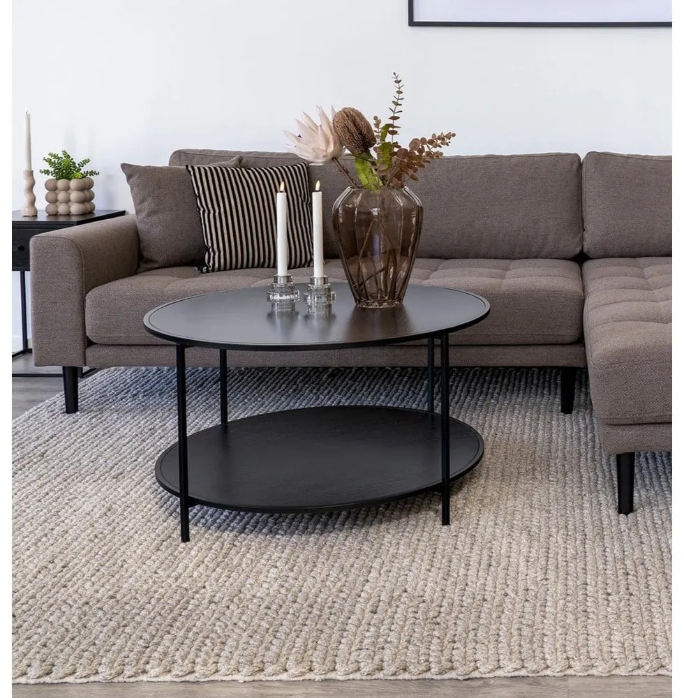 Tavolino rotondo nero con piano nero ø 80 cm Vita - House Nordic