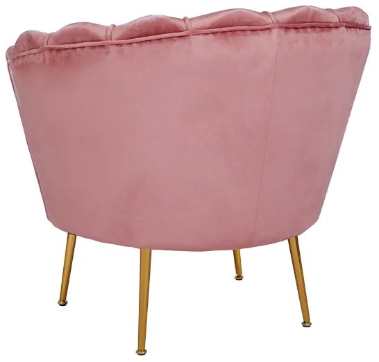 Poltrona velluto con schienale a conchiglia - FIORE finitura Rosa