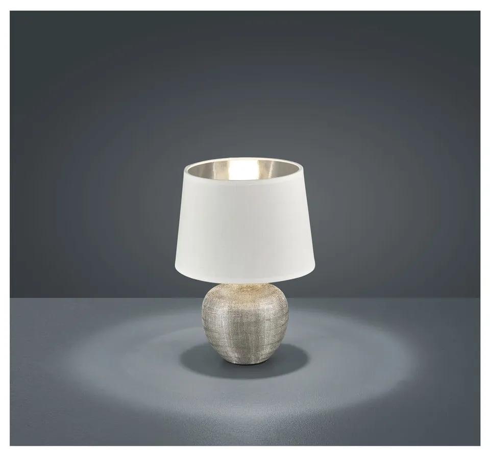 Lampada da tavolo in ceramica bianca e tessuto, altezza 26 cm Luxor - Trio
