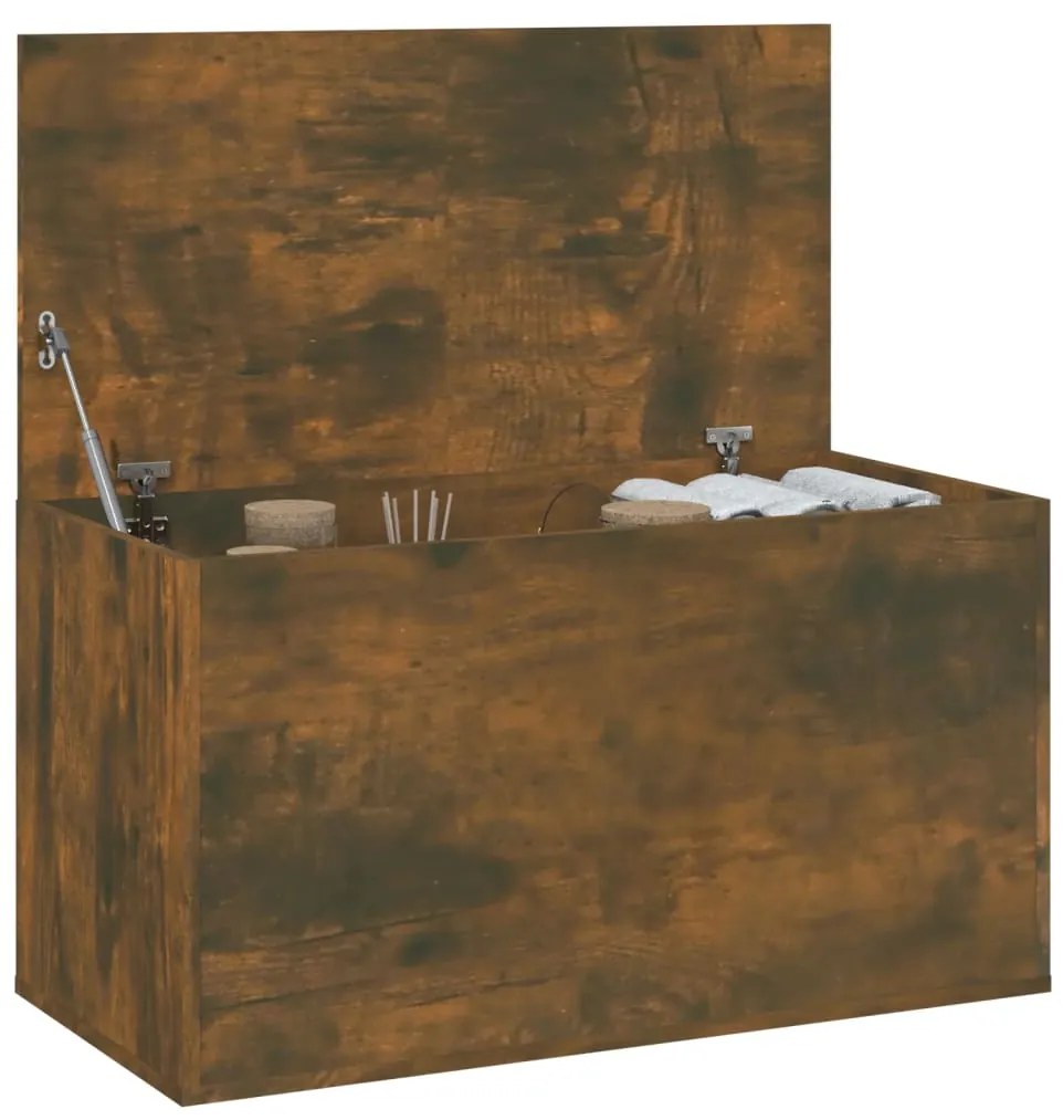 Cassapanca rovere fumo 84x42x46 cm in legno ingegnerizzato