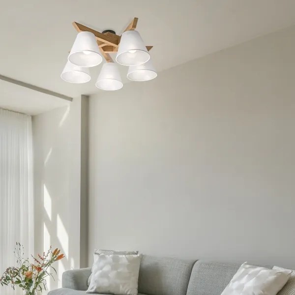 Brilagi - LED Lampadario a plafone ANTHONY 5xE14/40W/230V quercia/bianco