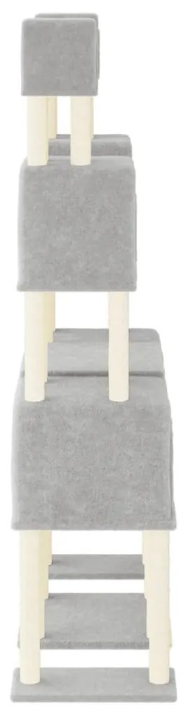 Albero per gatti con tiragraffi in sisal grigio chiaro 199 cm