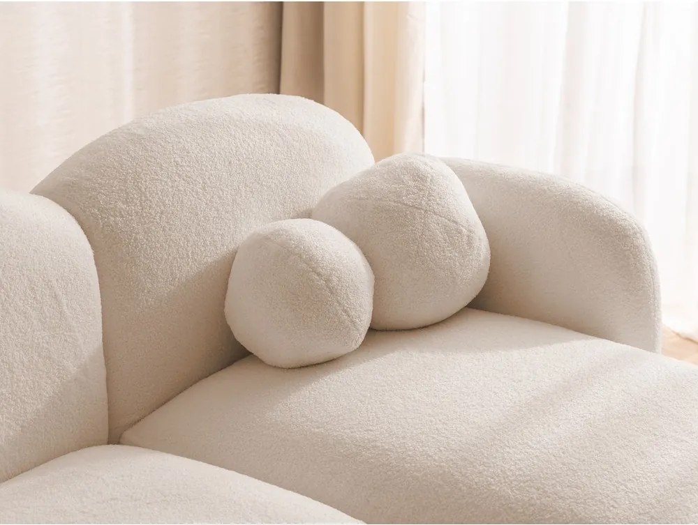 Divano angolare marrone chiaro (con penisola a destra/con chaise lounge) con rivestimento in bouclé Orbit – Ropez