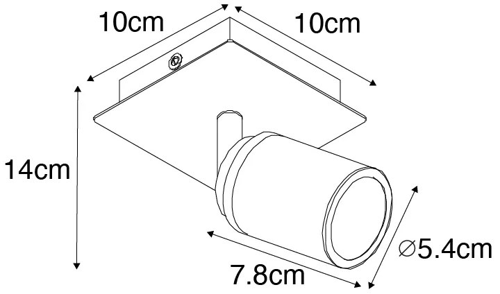 Faretto da bagno moderno in ottone quadrato IP44 - Ducha