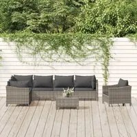 Set Divani da Giardino 8 pz con Cuscini in Polyrattan Grigiocod mxl 76651