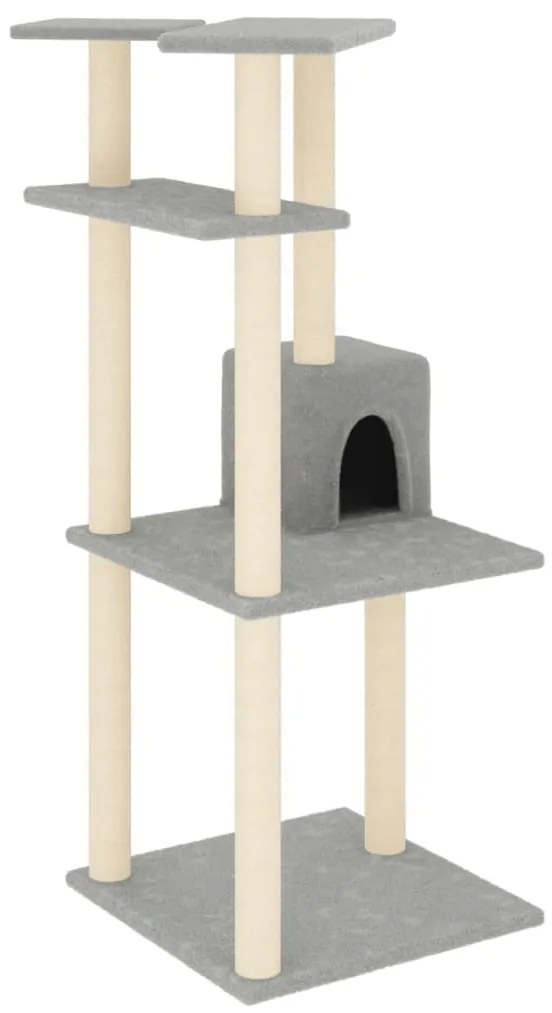 Albero per gatti con tiragraffi in sisal grigio chiaro 123 cm