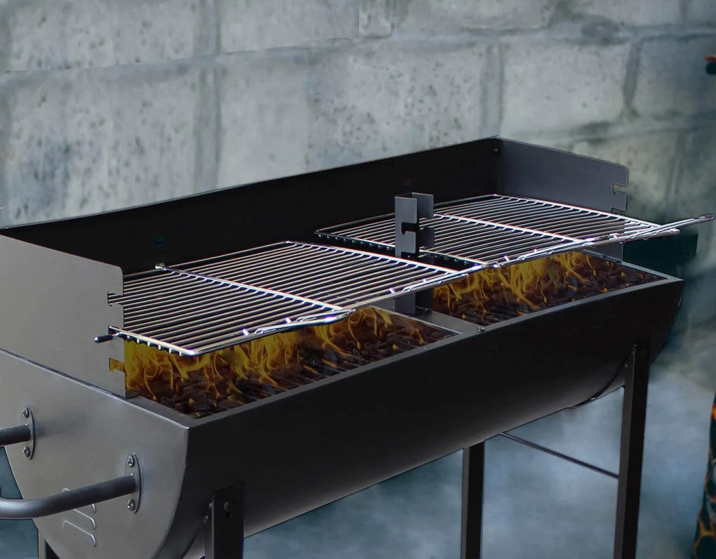 Barbecue a Carbonella 100x47x94 h cm in Acciaio Nero...