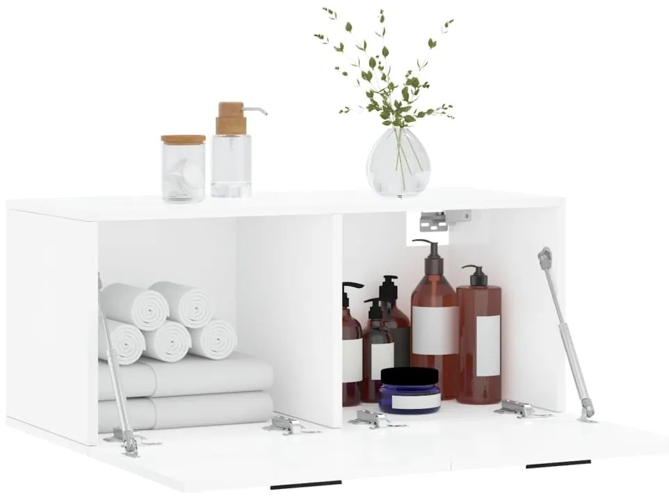 Mobile a parete bianco lucido 80x36,5x35 cm legno multistrato