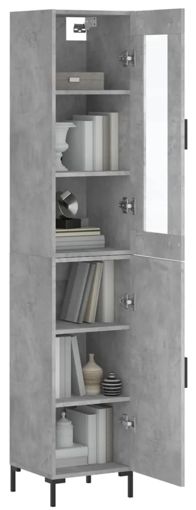 Credenza grigio cemento 34,5x34x180 cm in legno multistrato