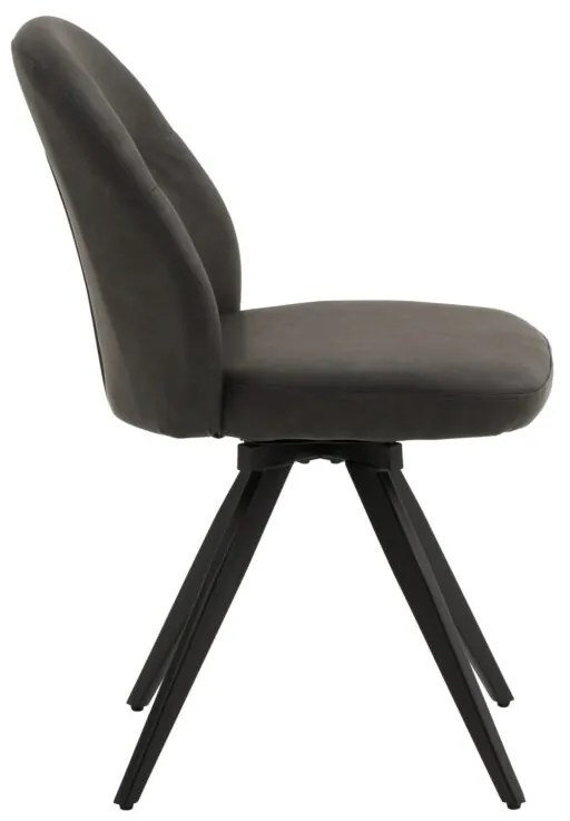 Set di sedie girevoli ZENNENDAL in similpelle antracite e gambe in metallo nero