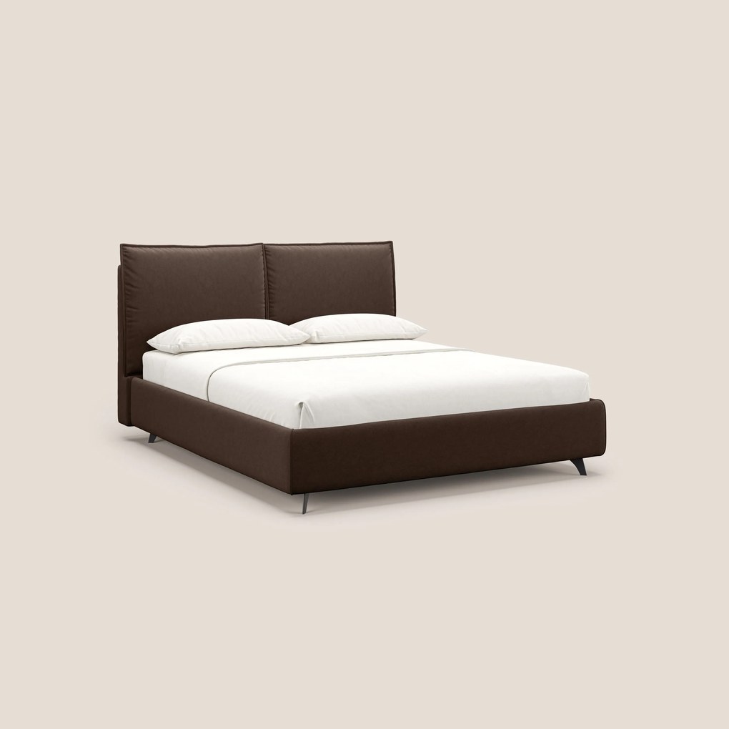 Nives letto imbottito contenitore sfoderabile in microfibra velluto impermeabile T09 marrone