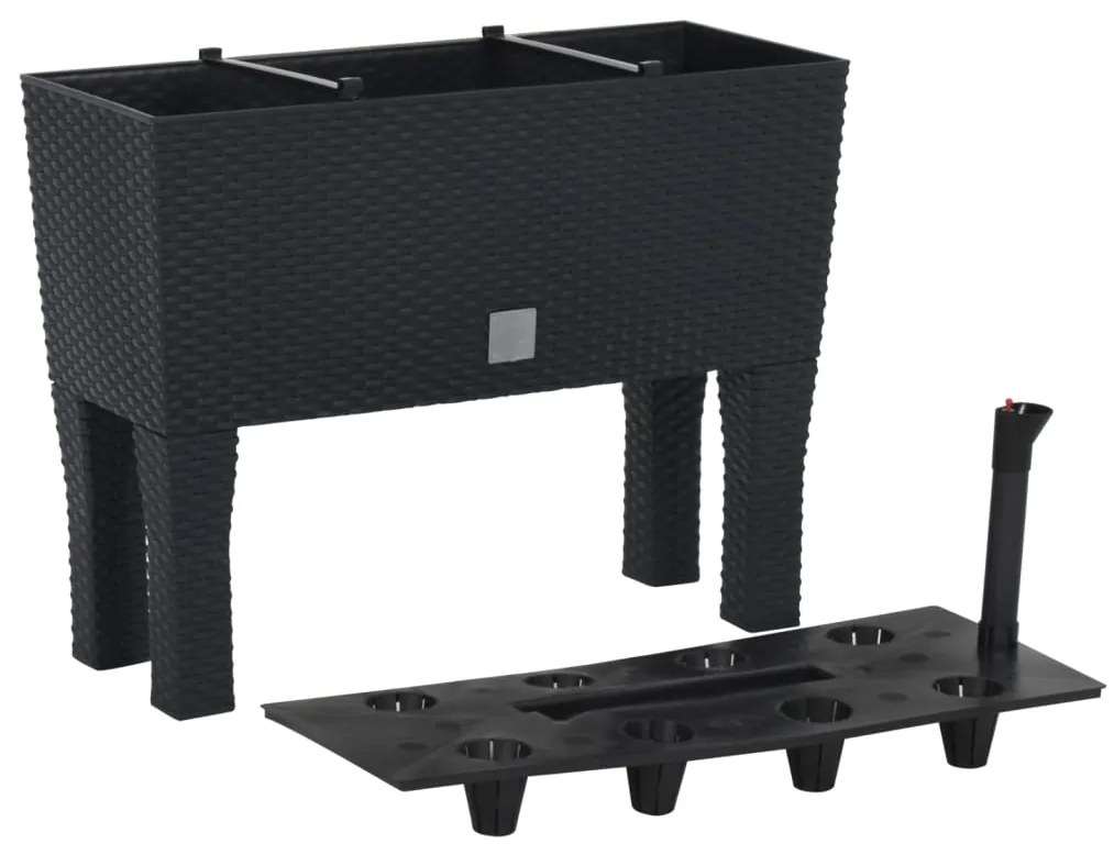 Fioriera Rialzata Da Giardino Antracite 60x25x46cm İn Rattan Pp /