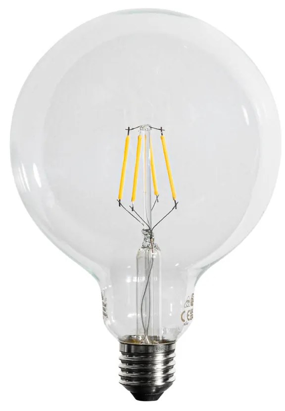 Set di 5 lampadine LED E27 dimmerabili a 3 fasi a filamento a spirale G125 4W 450 lm 3000K