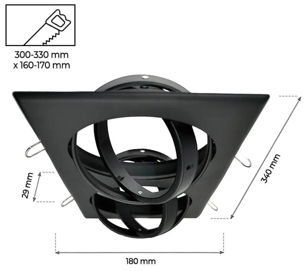 Faro da Incasso Orientabile per 2 lampade AR111 - Nero