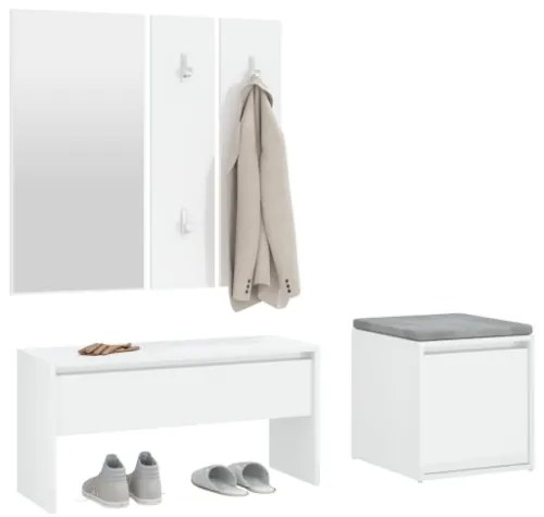 Set di Mobili da Corridoio Bianco Lucido in Legno Multistrato