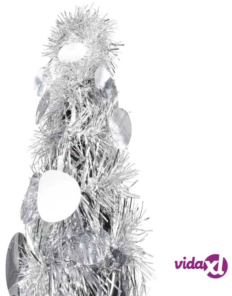 vidaXL Albero di Natale Artificiale Apribile Argento 180 cm PET
