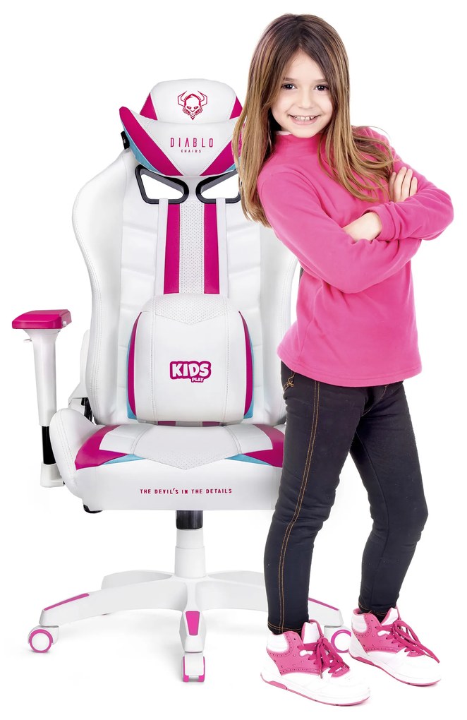 Sedia girevole da bambino Diablo X-Ray Kids Size: Bianco Rosa