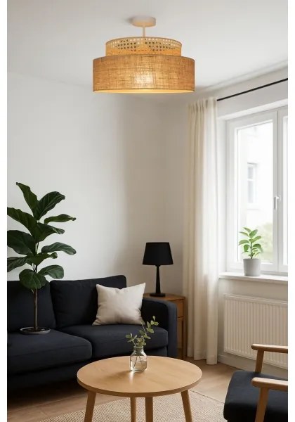 Lampadario a plafone BOHO 1xE27/60W/230V diametro 40 cm rattan