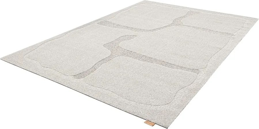 Tappeto in lana grigio chiaro 133x190 cm Morphic Organica - Agnella