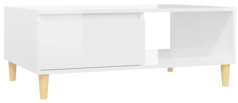 Tavolino Salotto Bianco Lucido 90x60x35 cm in Legno Multistrato