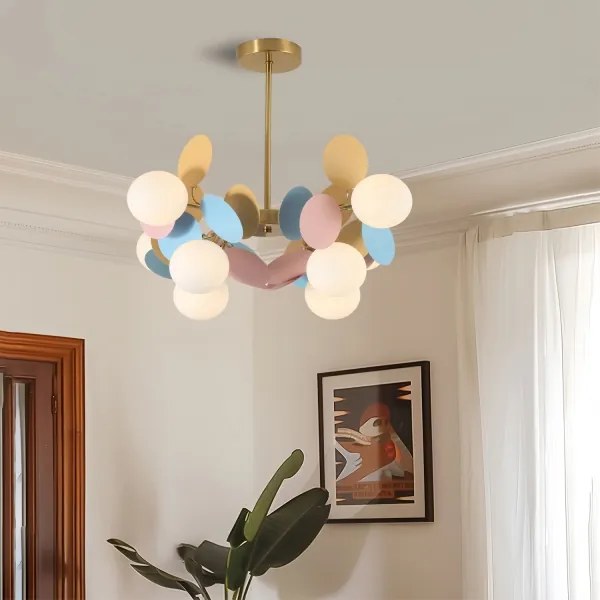 Brilagi - Lampadario a stelo BALMO 8xG9/9W/230V Ø 60 cm oro/blu/rosa