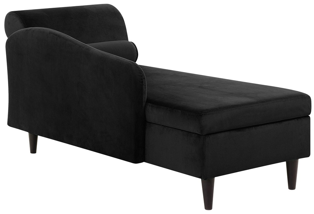 Chaise longue in velluto nero versione destra LUIRO Beliani