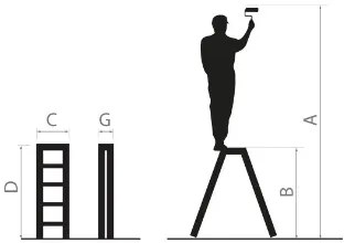 Scala a gradini bifacciale in alluminio, con 2 gradini e una capacità di carico di 125 kg