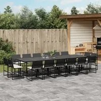 Set da Pranzo da Giardino 17 pz con Cuscini Nero in Polyrattan 3295067