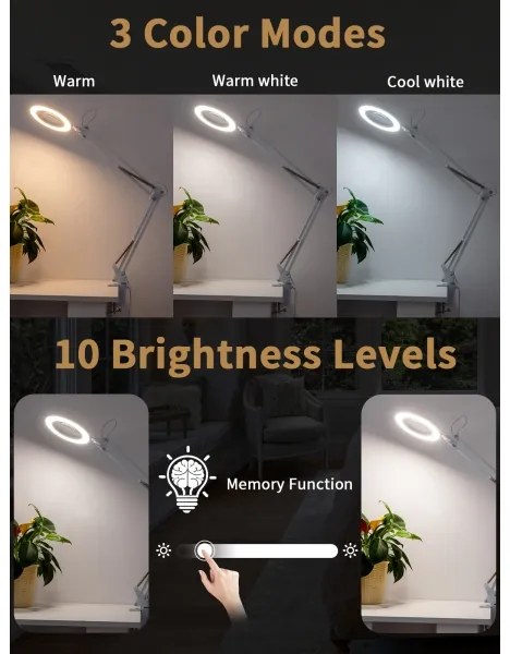 Brilagi - Lampada da tavolo LED dimmerabile con una lente d'ingrandimento LED/12W/5V 3000/4200/6000K bianco