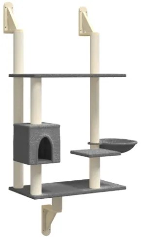Albero per Gatti con Tiragraffi a Parete Grigio Scuro 153 cm