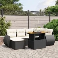 Set Divani da Giardino con Cuscini 7pz Nero Polyrattan 3275814