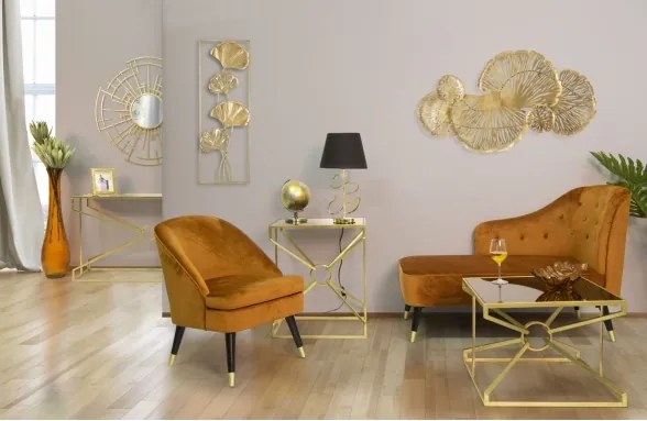 Pannello Decorativo In Ferro Iris Verticale 115x5x64 Cm Oro