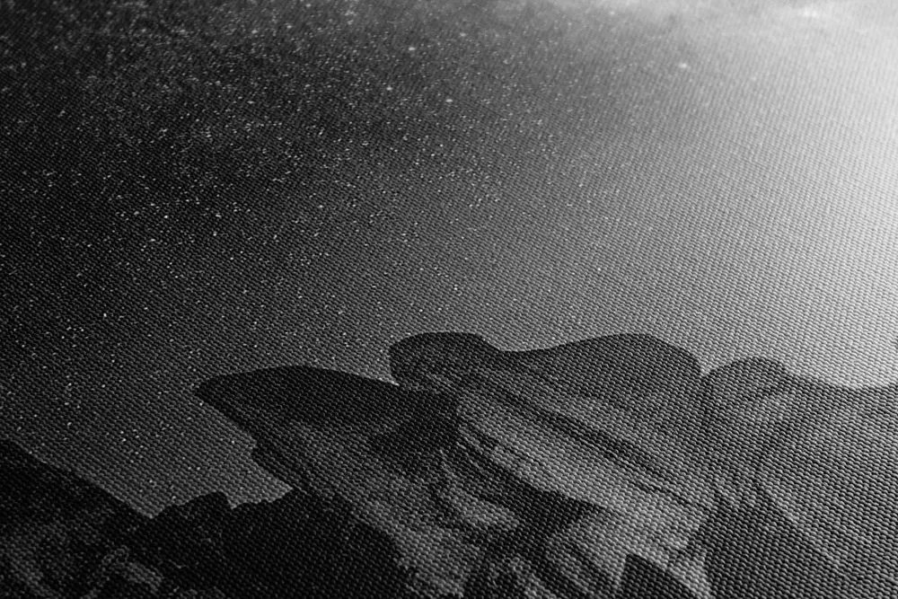 Stampa su tela – Cielo stellato sopra le rocce in bianco e nero