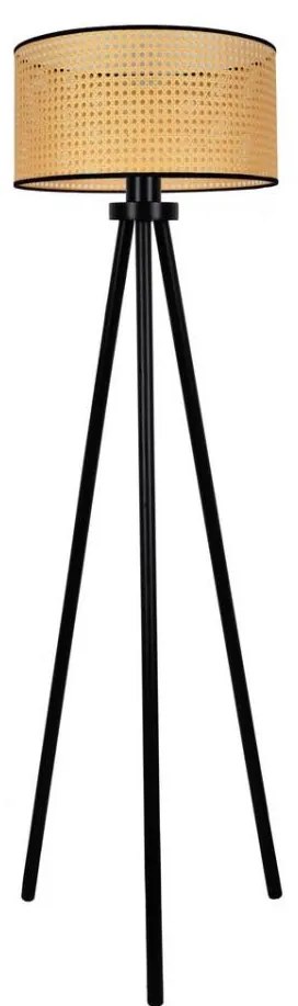 Duolla - Lampada con piedistallo ROLLER 1xE27/15W/230V diametro 45 cm rattan/nero