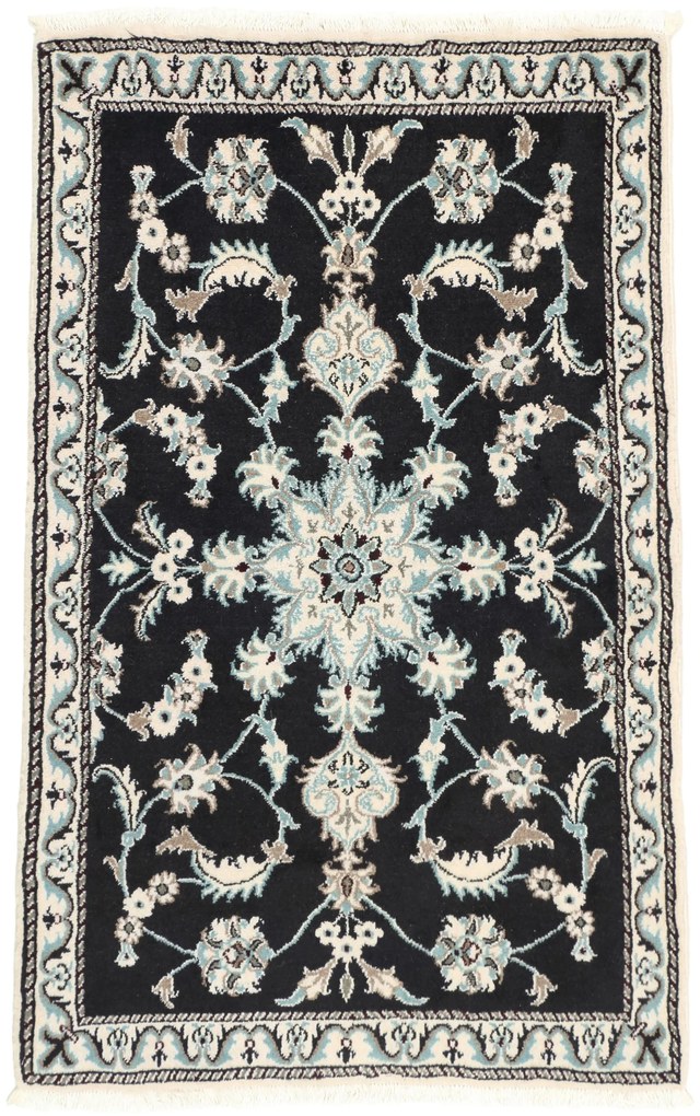 Nain Tappeto 90x140 Blu (Iran) Annodato A Mano