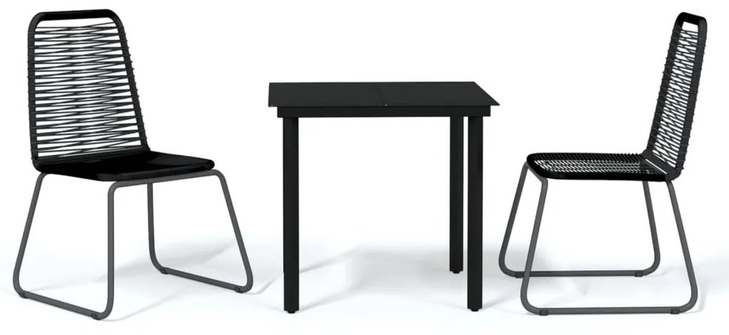 Set mobili da pranzo per giardino 3 pz nero