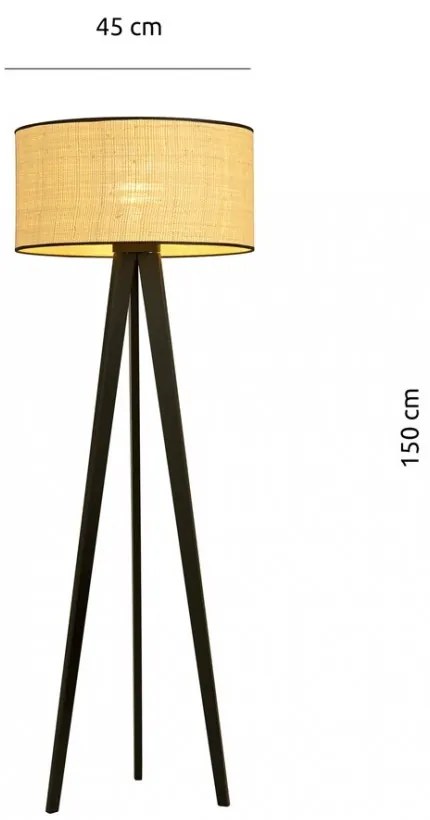 Lampada da Terra in Acciaio e Tessuto ASTON 1 E27 Colore del corpo Rattan