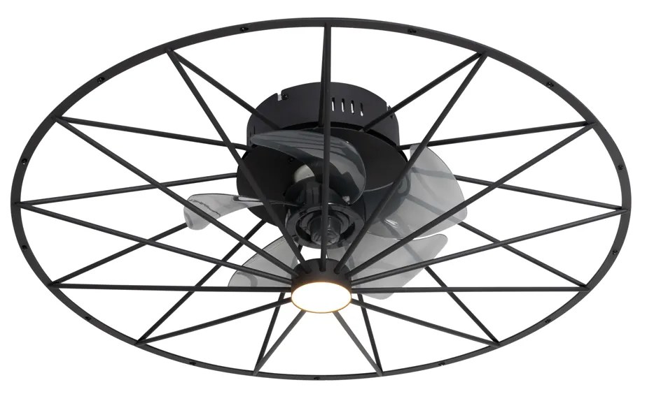 Ventilatore da soffitto nero 62cm con LED dimmerabile con telecomando - Yaran