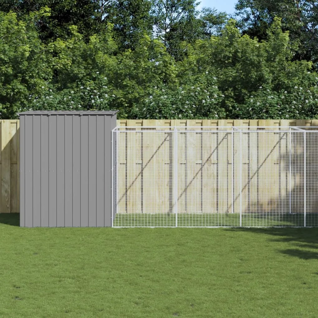 Casetta cani corsa grigio chiaro 214x1273x181cm acciaio zincato