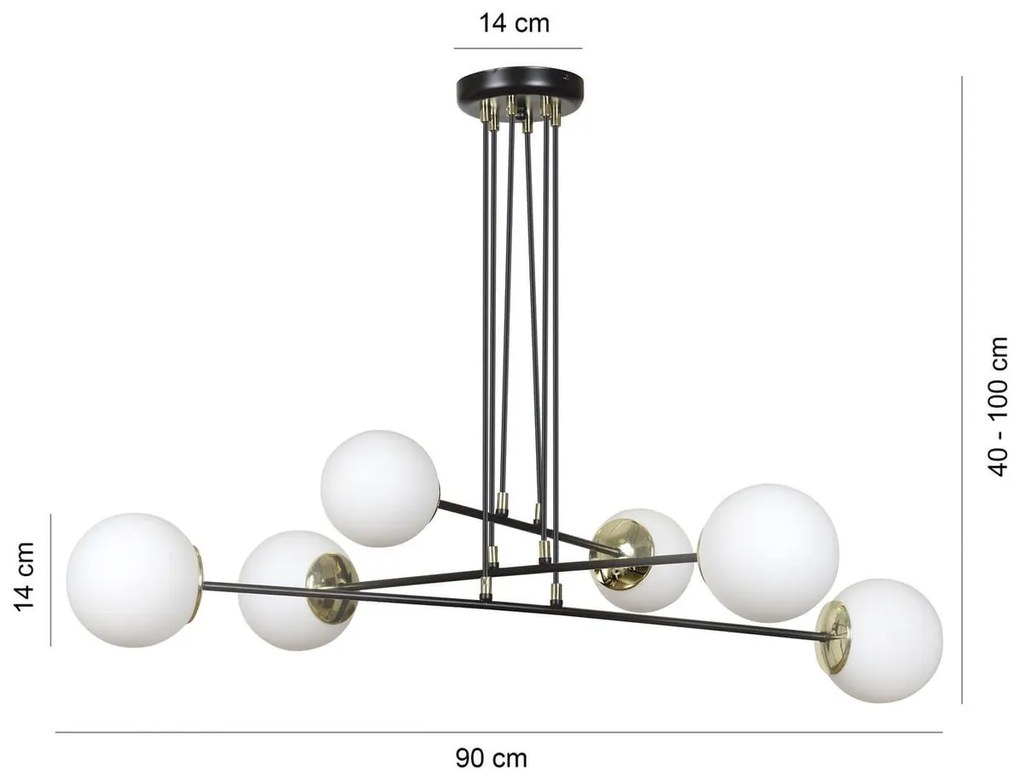 Lampadario a sospensione OGNIS 6 BLACK