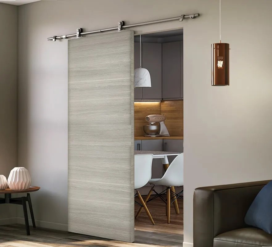 Porta scorrevole Cambridge in mdf rovere grigio, L 93 x H 212 cm, con binario Toledo Reversibile
