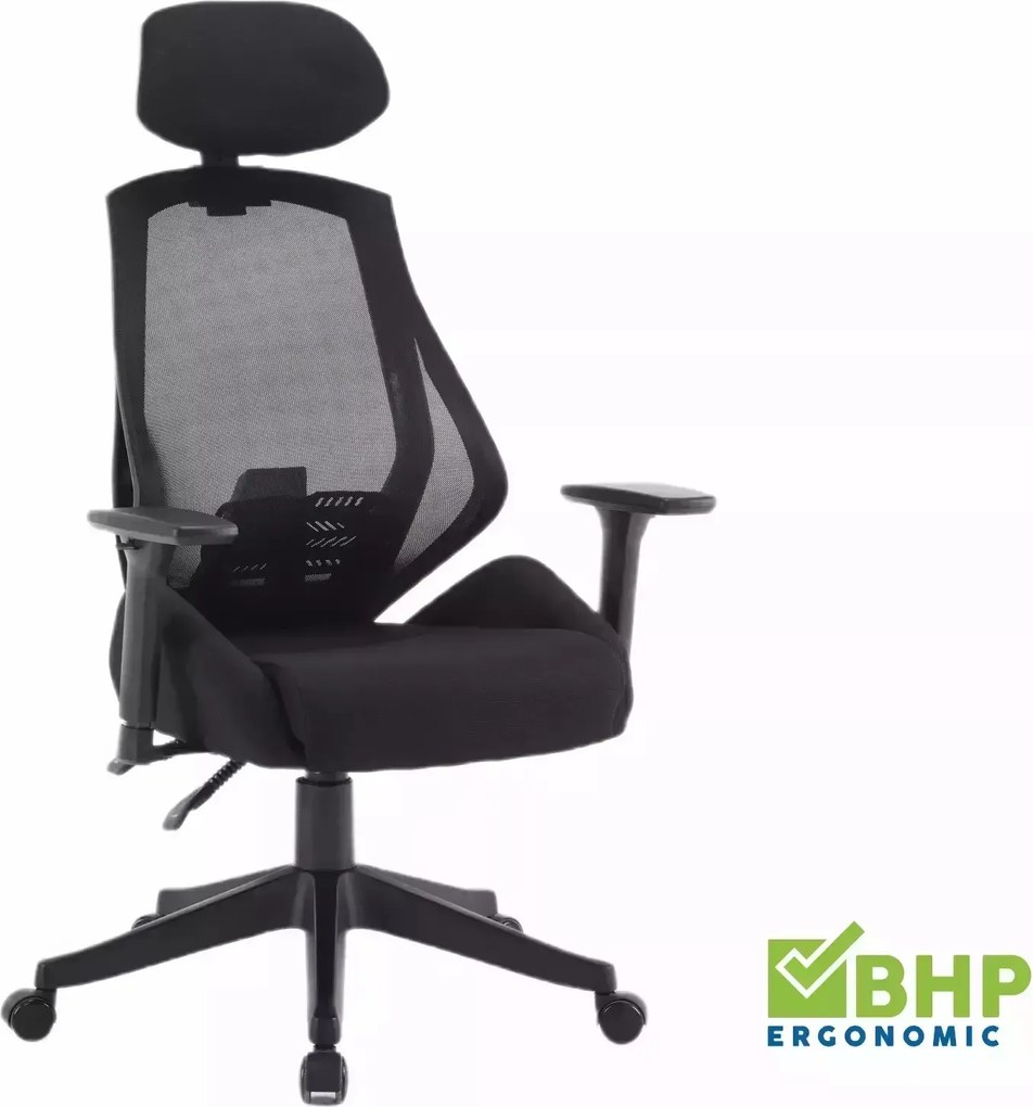 Sedia da ufficio ergonomica Q-406 M nera – 67x52x102 cm